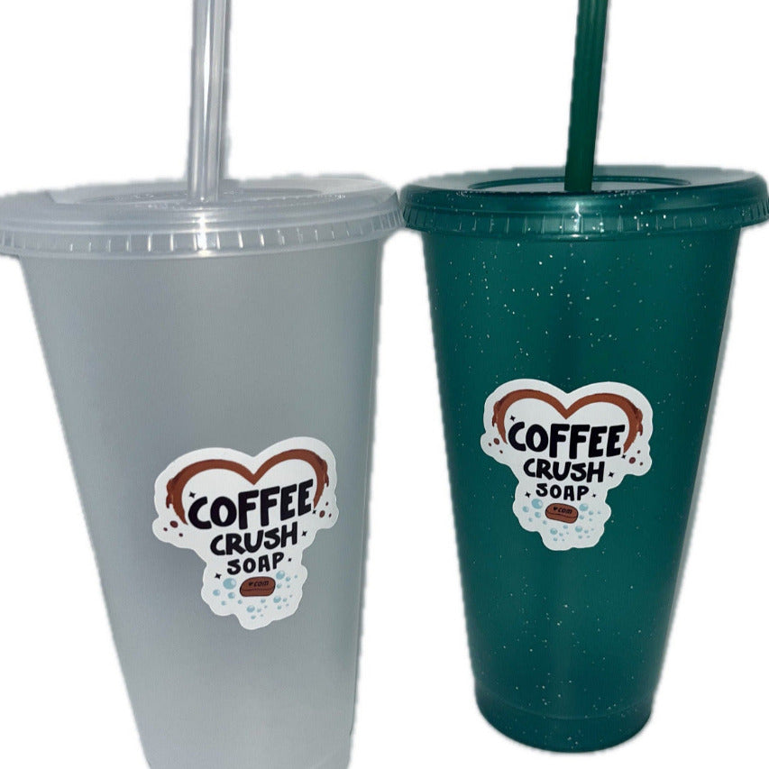 Reusable Plastic Cold Cup with Lid & Straw